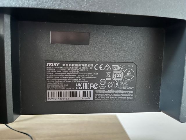 Monitor MSI 21,5” 120Hz IPS Averiado