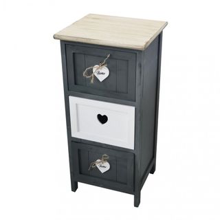 Mobiletto Shabby Chic Cassetti Grigio Bianco 63 cm