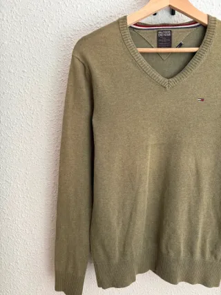 Suéter Tommy Hilfiger V-Neck Verde Oliva