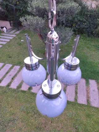 Lámpara vintage tulipas Mazzega color azul