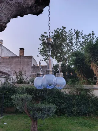 Lámpara vintage tulipas Mazzega color azul