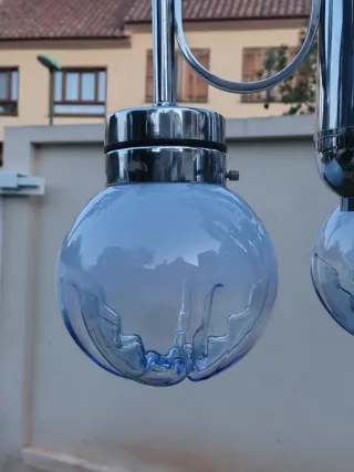 Lámpara vintage tulipas Mazzega color azul