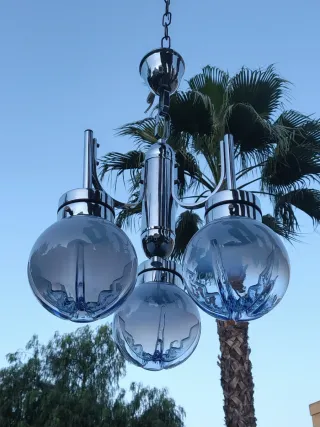 Lámpara vintage tulipas Mazzega color azul