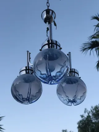 Lámpara vintage tulipas Mazzega color azul