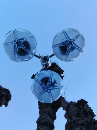 Lámpara vintage tulipas Mazzega color azul