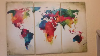 Cuadro Mapa Mundi Multicolor