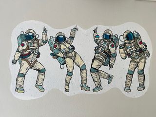 Póster Astronautas Bailando