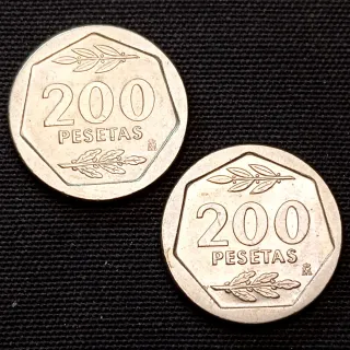 BAX6 4. España. 200 pesetas 1986. Variantes cabeza