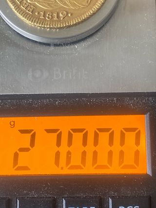 8 escudos oro, moneda 1819 Popayán Fernando VII