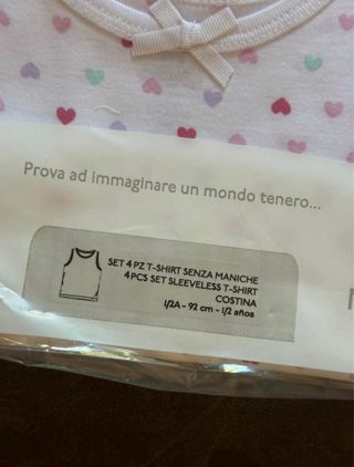 Chicco Set 4 Canottiere Bimbi Cuoricini 1/2 anni