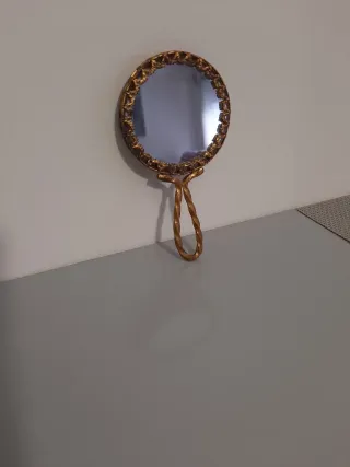 Espejo de mano LIMOGES porcelana dorado