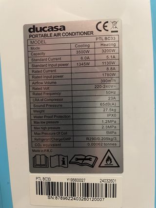 Aire Acondicionado Portátil Ducasa