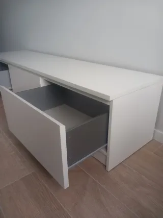 Mueble bajo TV blanco 2 cajones y una puerta