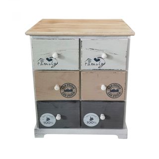 Cassettiera Shabby Chic 6 Cassetti Grigio 56 cm