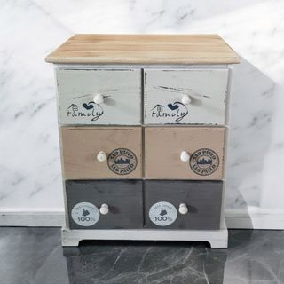 Cassettiera Shabby Chic 6 Cassetti Grigio 56 cm