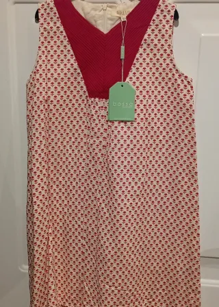Vestido BOSSA beige y rojo estampado Talla: 12A
