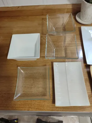 Lote 7 piezas aperitivos cerámica y cristal