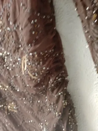 Blusa gasa marrón bordada S