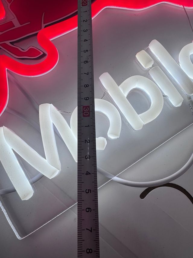 Cartel Neón LED Moderno Mobilgas Rojo