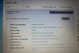 Acer Aspire E5 (Intel core i5 + SSD 256gb nuevo)