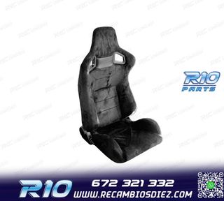 ASIENTO DEPORTIVO SEMI BAQUET ESTILO RS ALCÁNTARA NEGRA