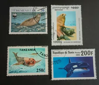 Lote de 4 sellos de animales