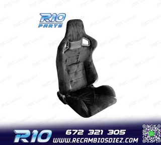 KIT ASIENTO DEPORTIVO SEMI BAQUET LOOK RS ALCÁNTARA NEGRA