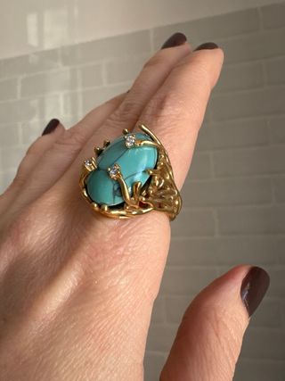 Anello ottone con turchese naturale