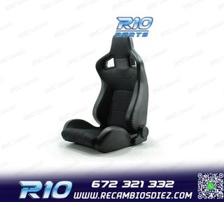 ASIENTO DEPORTIVO SEMI BAQUET ESTILO RS ALCANTARA CUERO NEGR