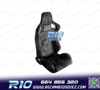 ASIENTO DEPORTIVO SEMI BAQUET ESTILO RS ALCÁNTARA NEGRA