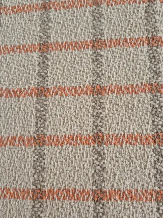 Colcha cuadros beige y naranja individual