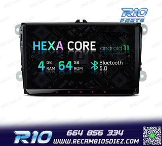 RADIO GPS ANDROID 11 PARA VOLKSWAGEN VW SEAT SKODA HEXA-CORE