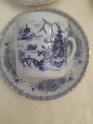 Conjunto 6 chávenas café porcelana azul e branco