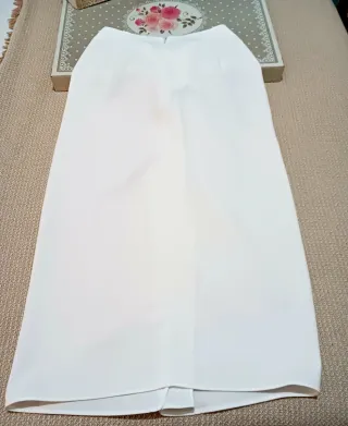 Falda Zara Blanca Larga Tajo