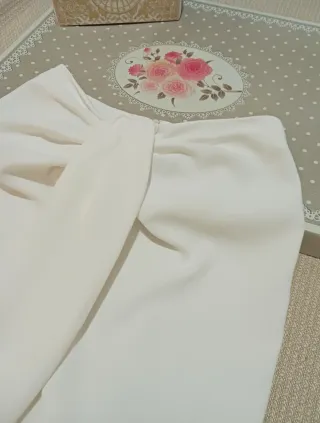 Falda Zara Blanca Larga Tajo