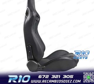 ASIENTO DEPORTIVO SEMI BAQUET ESTILO RS CUERO NEGRO