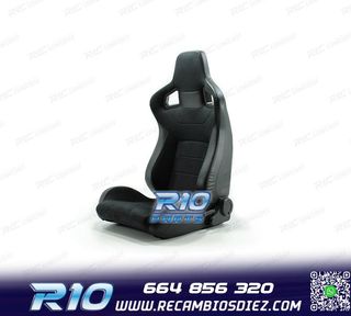ASIENTO DEPORTIVO SEMI BAQUET ESTILO RS ALCANTARA CUERO NEGR