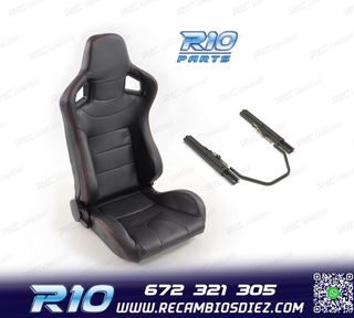 ASIENTO DEPORTIVO SEMI BAQUET ESTILO RS CARBONO NEGRO Y CORR