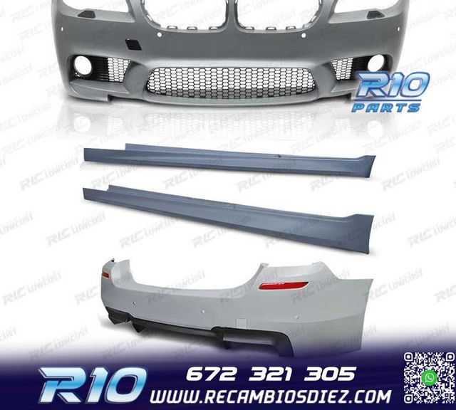 KIT CARROCERIA BMW F10 13-17 CON PDC Y LAVAFAROS LOOK M5