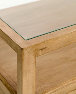 Mesa de centro rectangular madera y cristal