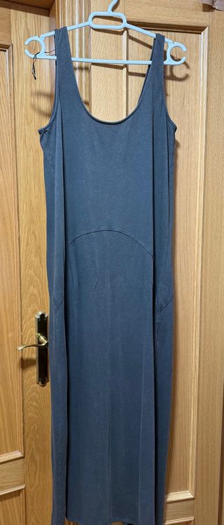 Vestido largo tirantes gris talla única