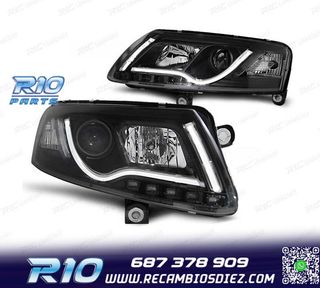 FAROS AUDI A6 C6 04-08 LUZ DIURNA DRL LED NEGRO