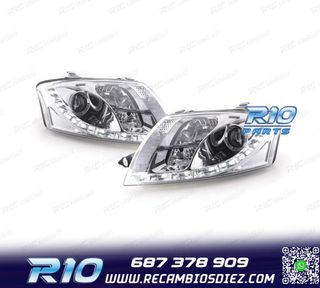 FAROS AUDI TT 98-05 LUZ DIURNA LED FONDO CROMO