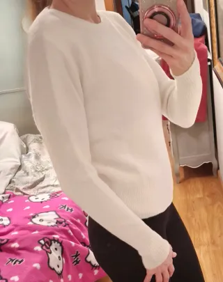 Jersey Zara Blanco Manga Larga