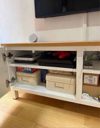 Mobile TV 120cm Bianco e Legno Modello Besta