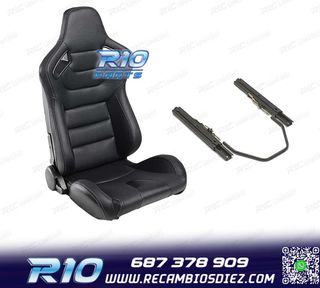 ASIENTO DEPORTIVO SEMI BAQUET ESTILO RS CUERO NEGRO Y CORRED