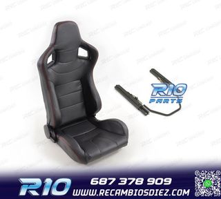 ASIENTO DEPORTIVO SEMI BAQUET ESTILO RS CARBONO NEGRO Y CORR