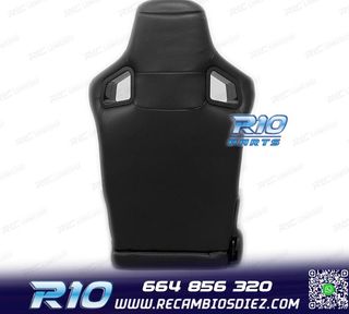 ASIENTO DEPORTIVO SEMI BAQUET ESTILO RS CUERO NEGRO SEMI PIE