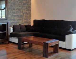 Sofá Chaise Longue Convertible Negro/Blanco