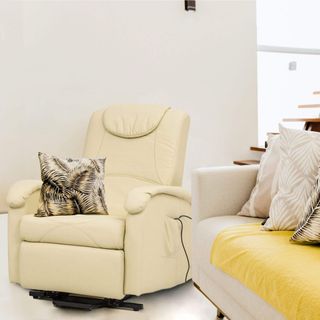 Poltrona Elettrica Alzapersona Ecopelle Beige